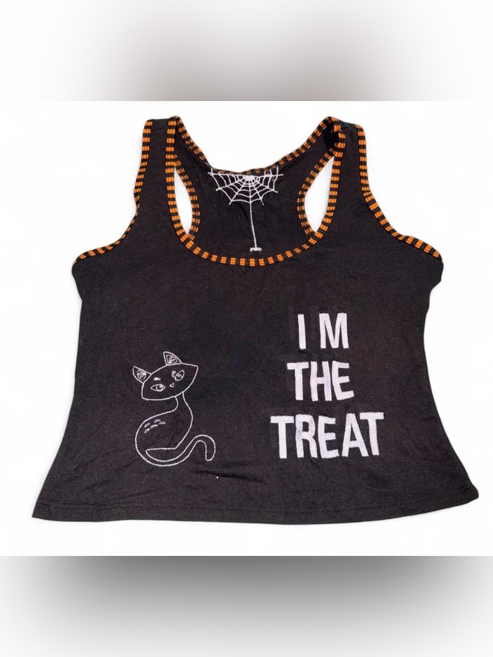 Thrasher Black & Orange Trim Cat Tank Top with White Graphic